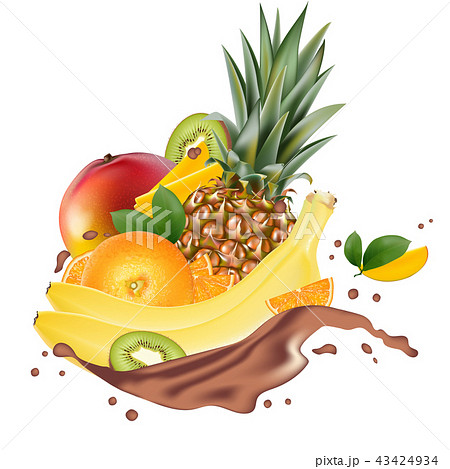 Vector Ads 3d Promotion Banner Realistic Mango のイラスト素材