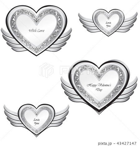 Silver Wing Heart Set Valentine's day holiday card Silver Wing Heart Set Valentine's day holiday card 43427147