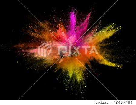 Colored powder explosion on black background. Colored powder explosion on black background. 43427484