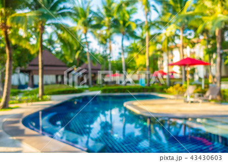 Abstract blur and defocused beautiful outdoor swimming pool in hotel and resort 43430603