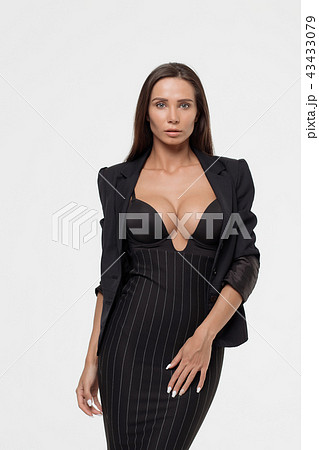 Passionate lady with deep neckline 43433079