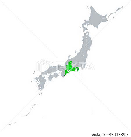 東海地方と日本列島のイラスト素材