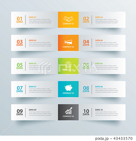 infographics tab paper index with 10 data templateのイラスト素材