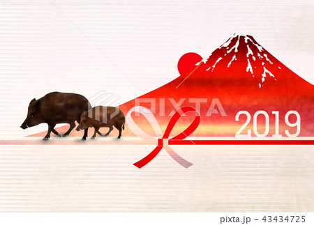 亥　富士山　年賀状　背景 43434725