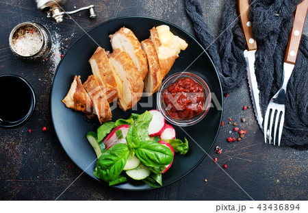 meat with salad meat with salad 43436894