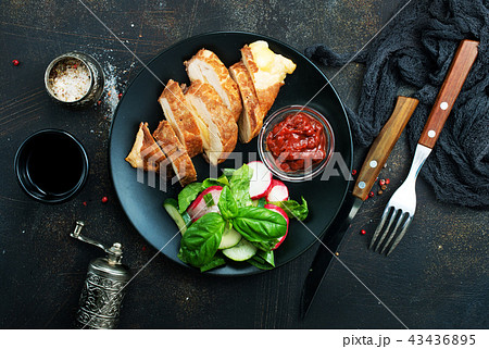 meat with salad meat with salad 43436895