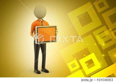 3d man showing the tablet computer 43438063