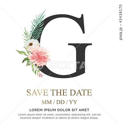 Alphabet G flower font made of paint watercolor. 43438170