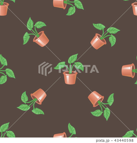 Vector seamless pattern with pot and plant Vector seamless pattern with pot and plant 43440598