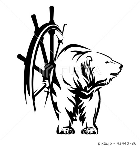 polar bear sailor and ship helm vector 43440736