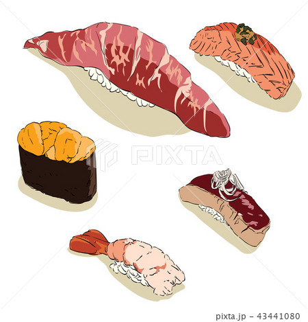 Japanese food vector. Sushi of salmon,beef,shabby 43441080