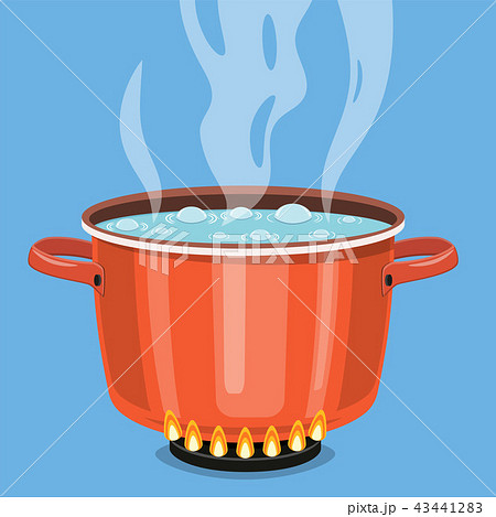 Boiling water in pan. 43441283