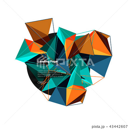 Polygonal geometric design, abstract shape made of triangles, trendy background 43442607