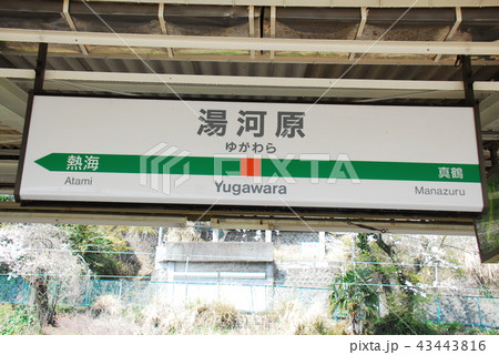 東海道本線(上野東京ライン)湯河原駅の駅名表示板(神奈川県足柄下郡湯河原町) 東海道本線(上野東京ライン)湯河原駅の駅名表示板(神奈川県足柄下郡湯河原町) 43443816