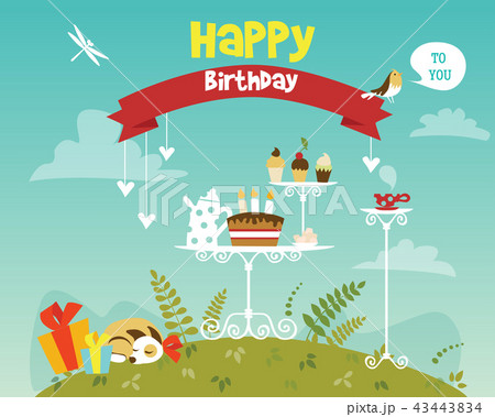 Happy birthday vector card. 43443834