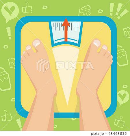 Feet on weighing scales. Vector illustration 43443836