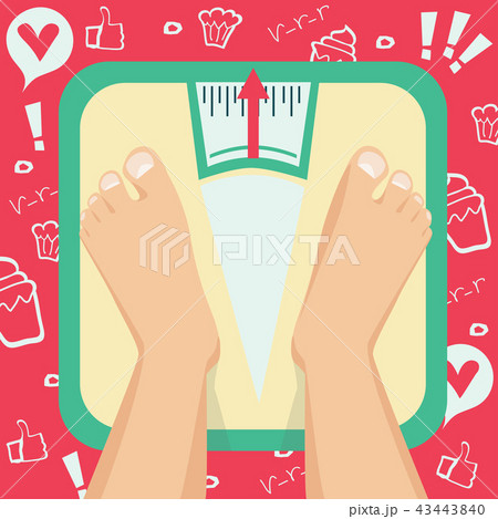 Feet on weighing scales. Vector illustration 43443840