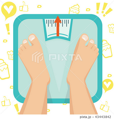 Feet on weighing scales. Vector illustration 43443842