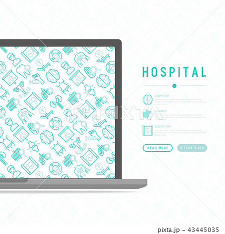 Hospital concept with thin line icons Hospital concept with thin line icons 43445035