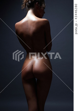 nude girl in studio. Naked woman back 43446280