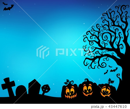 Halloween tree half silhouette theme 5 Halloween tree half silhouette theme 5 43447610