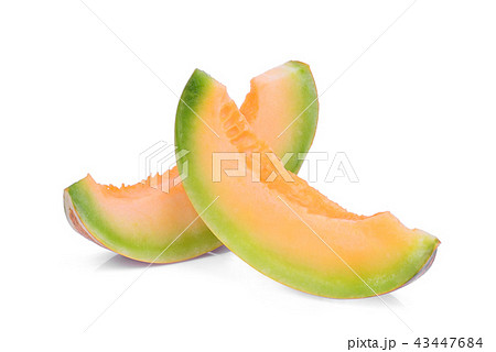 two sliced musk melon isolated on white background 43447684