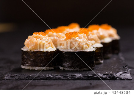 Sushi roll with cream cheese, sesame. and spice Sushi roll with cream cheese, sesame. and spice 43448584
