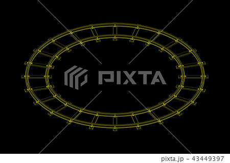 Round railway track. Isolated on black background. 43449397