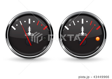 Temperature car gauge set. Black device with chrome frame. Low and high level 43449966