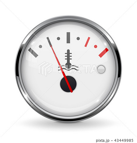 Temperature car gauge. White device with chrome frame. Low level 43449985