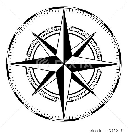 Wind rose. Black and white sign 43450134