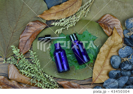 Cosmetics bottle package container on natural. 43450304