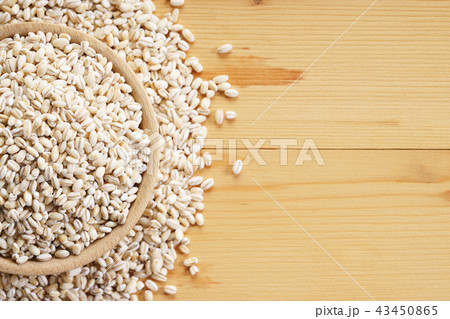 Barley rice on wooden background 43450865