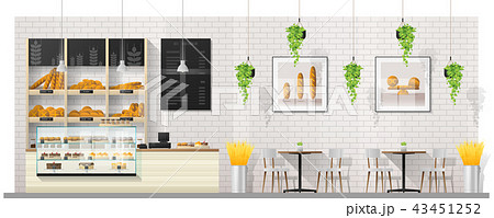 Interior scene of modern bakery shop 43451252