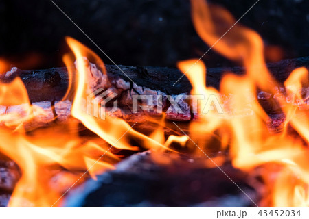 Wooden planks on fire close up background Wooden planks on fire close up background 43452034