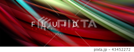 Wave fluid flowing colors motion effect, holographic abstract background. Vector illustration 43452272