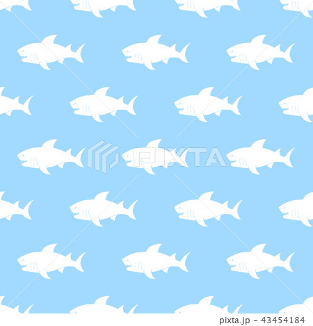 Shark seamless pattern, sketch doodle shark vector 43454184