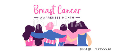 Breast Cancer Awareness banner of women friend hug Breast Cancer Awareness banner of women friend hug 43455538