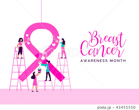 Breast Cancer Awareness girl charity team concept 43455550