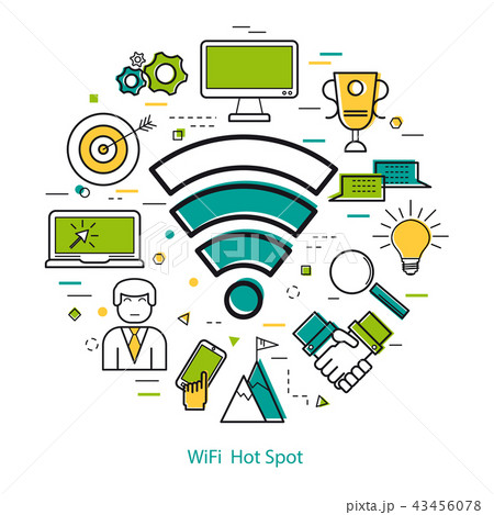 Wifi Hot Spot - Line Art Concept 43456078