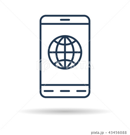Linear icon - Smart phone with internet connection 43456088