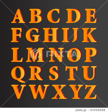 Vector 3D Alphabet Set Letters With Gradient Fill Vector 3D Alphabet Set Letters With Gradient Fill 43456098