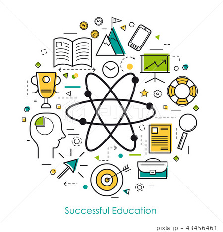Successful Education - round line art concept 43456461