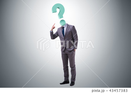 Businessman with question mark instead of his head Businessman with question mark instead of his head 43457383
