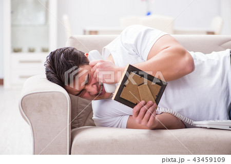 Young man unhappy in broken love concept 43459109