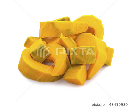 sliced pumpkin chunks isolated 43459980