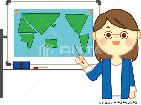 世界史 地図 教える女性 先生のイラスト素材