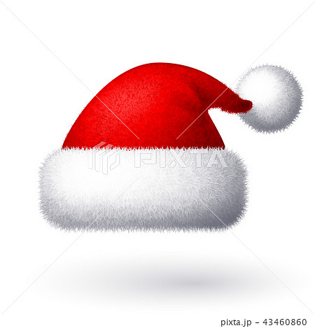 Realistic Vector Santa Hat Isolated On White のイラスト素材