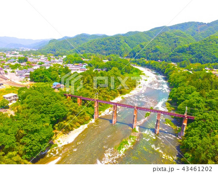 上空から眺めた「荒川橋梁」〜ドローンで空撮（埼玉県秩父郡長瀞町長瀞･皆野町下田野） 43461202