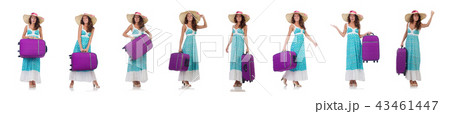 Woman going to summer vacation isolated on white 43461447